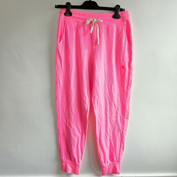 New Sundry Heart Print Pink Jogger Loungewear Sweatpants NWT Small - Picture 1 of 6
